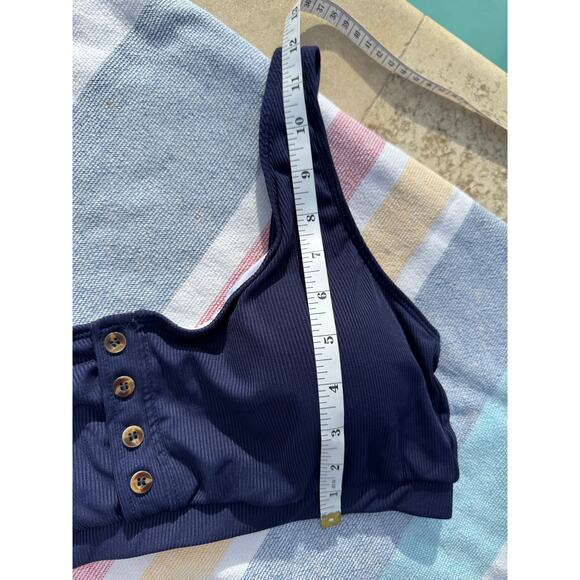 NWOT, Brand Unknown, Navy Ribbed High-wasted Bikini Set, Sz L - Picture 6 of 11